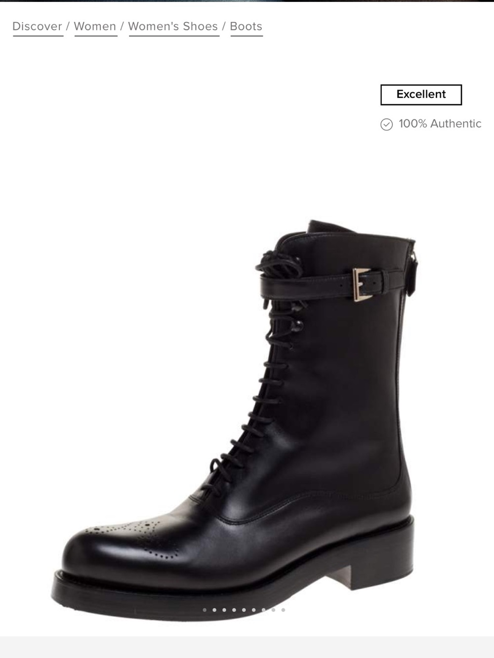 Prada Women’s Black Leather Combat Boots Sz 37.5